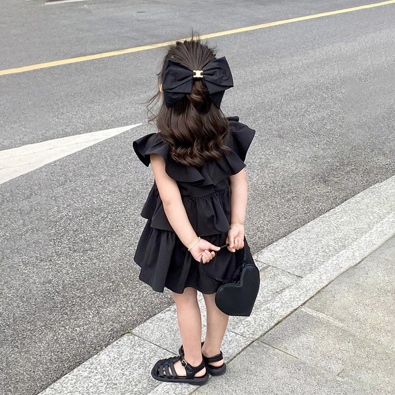 Kids Girls Summer Dress Girl Sleeveless Fluffy Dress Princess Ruffled Design Kids Cake Dress 2-7Y