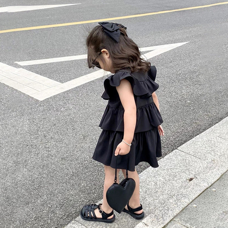 Kids Girls Summer Dress Girl Sleeveless Fluffy Dress Princess Ruffled Design Kids Cake Dress 2-7Y