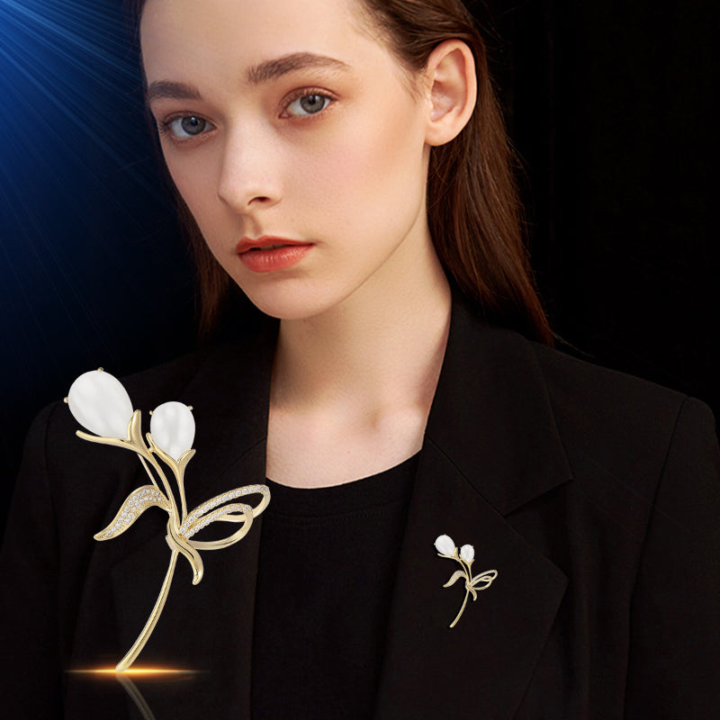 EHAO New Tulip Exquisite Brooch Fashionable Corsage Women Coat Suit Accessories Copper Plated Gold