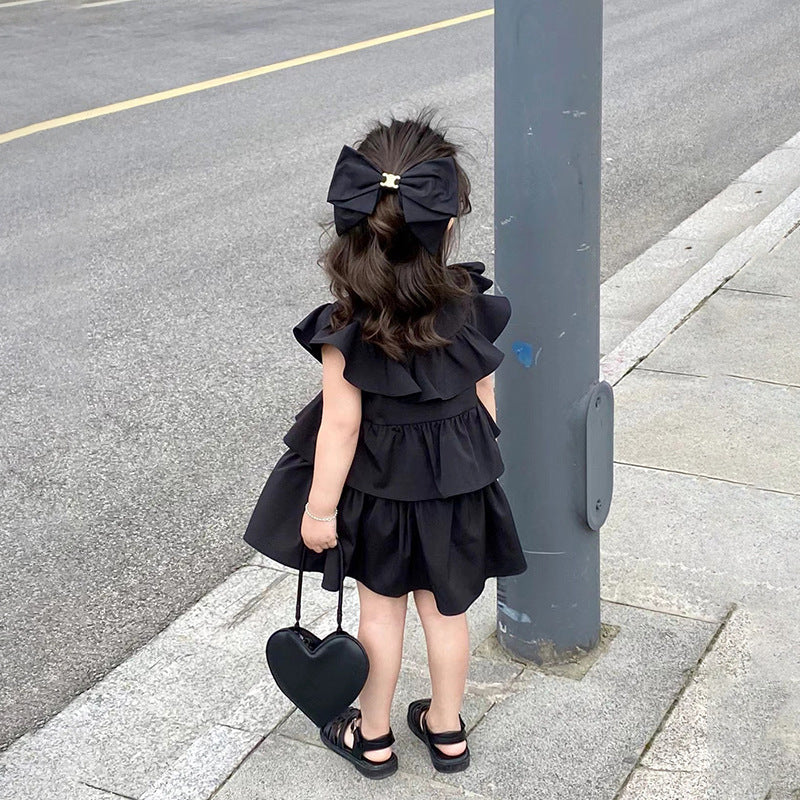 Kids Girls Summer Dress Girl Sleeveless Fluffy Dress Princess Ruffled Design Kids Cake Dress 2-7Y