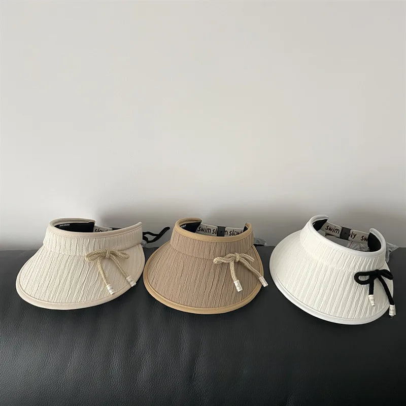 50-52cm Ins Korean Baby Sun Hats Children Hat Summer Thin Large Brim Empty Top Hat for Boys Girls UV Protection Sun Hat