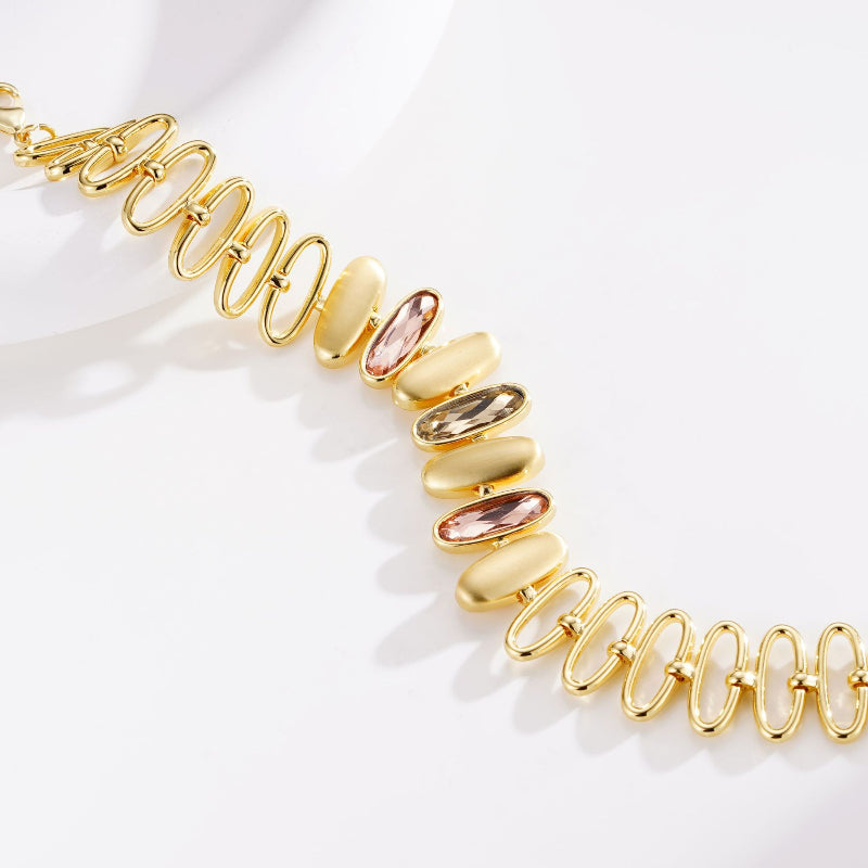 EHAO Colorful Zircon Metal Bracelet Fashionable Simple Women's High-end Bracelet