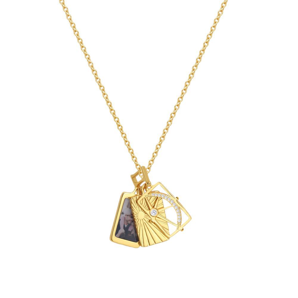 Personalized Retro Copper Customizable Photos Three-layer Combination Pendants Necklaces Jewelry