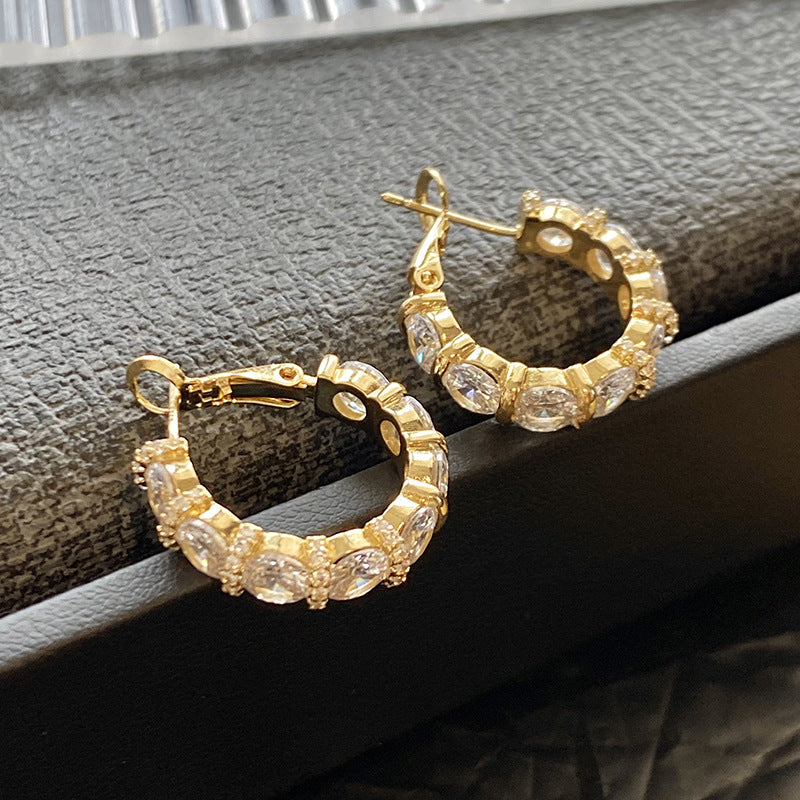 Electroplating Micro Inlaid 5A Grade Zircon Earrings for Women S925 Silver Needle Circle Earrings