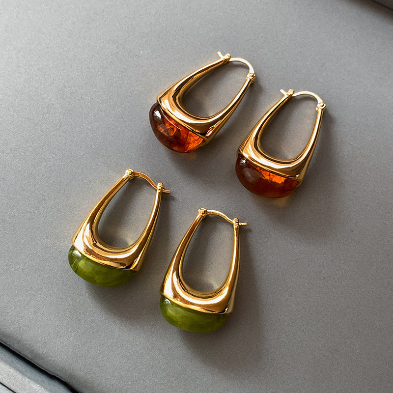 EHAO Electroplated French Retro High-end Geometric Earrings Fashion Temperament Earrings