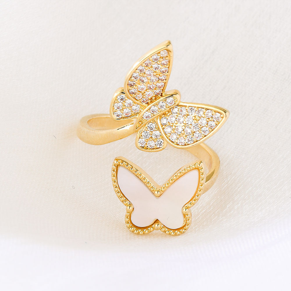 EHAO Luxury Butterfly Ring Female Fashion Personality Ins Index Finger Opening Ring