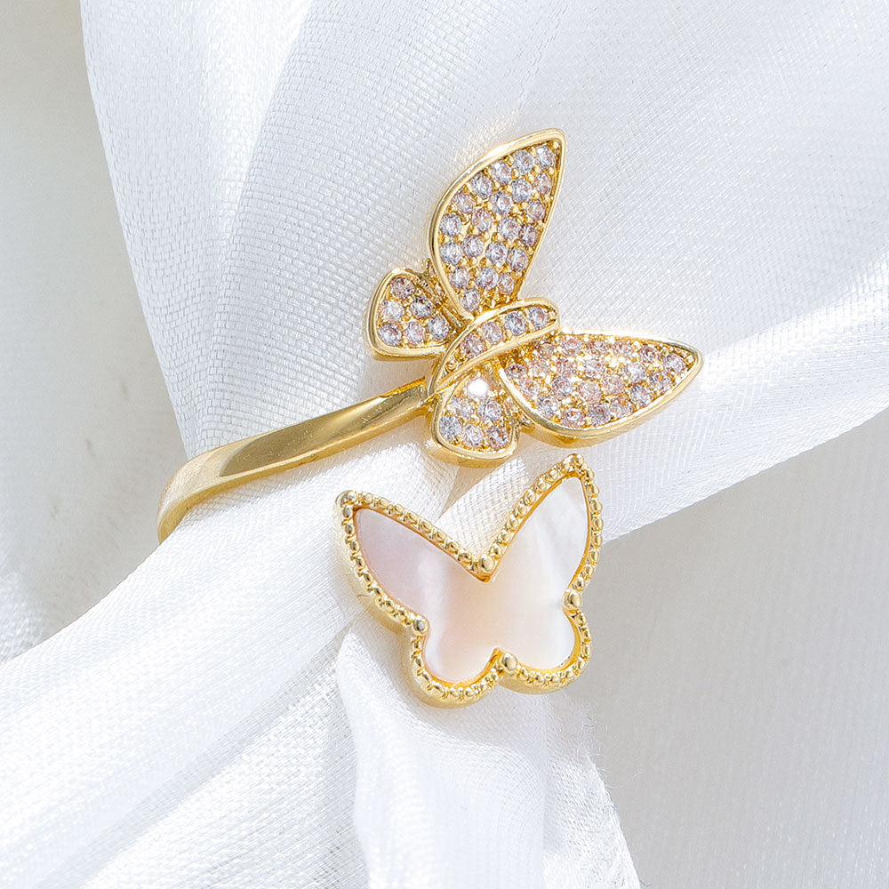 EHAO Luxury Butterfly Ring Female Fashion Personality Ins Index Finger Opening Ring