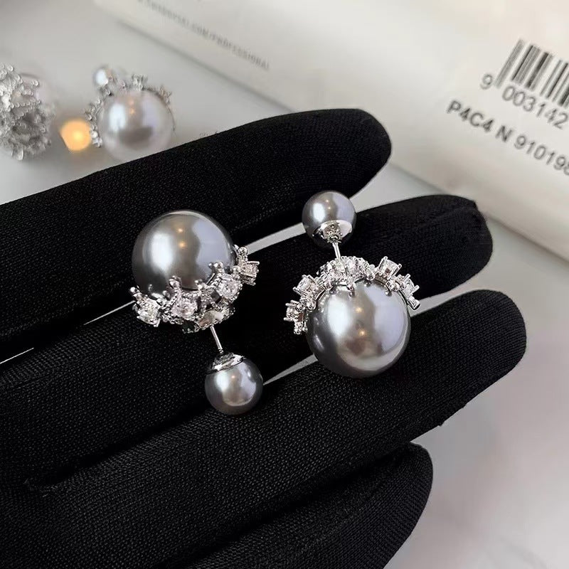 EHAO Romantic French White Pearl Earrings S925 Pure Silver Needle High-end Earrings