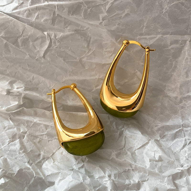 EHAO Electroplated French Retro High-end Geometric Earrings Fashion Temperament Earrings