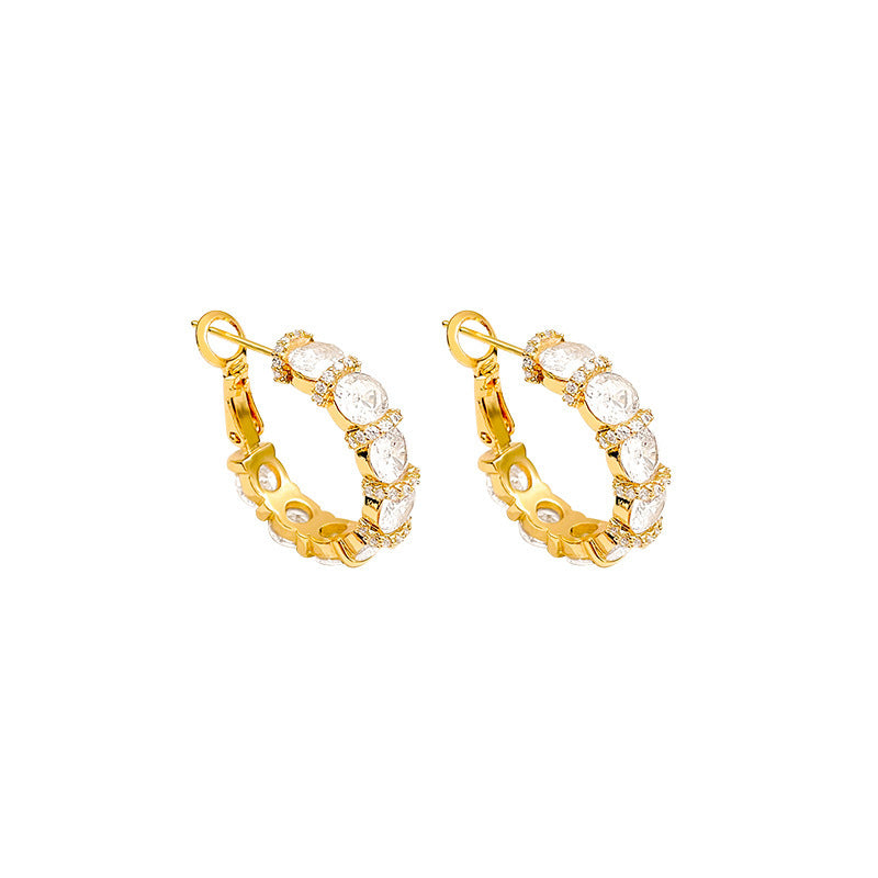 Electroplating Micro Inlaid 5A Grade Zircon Earrings for Women S925 Silver Needle Circle Earrings