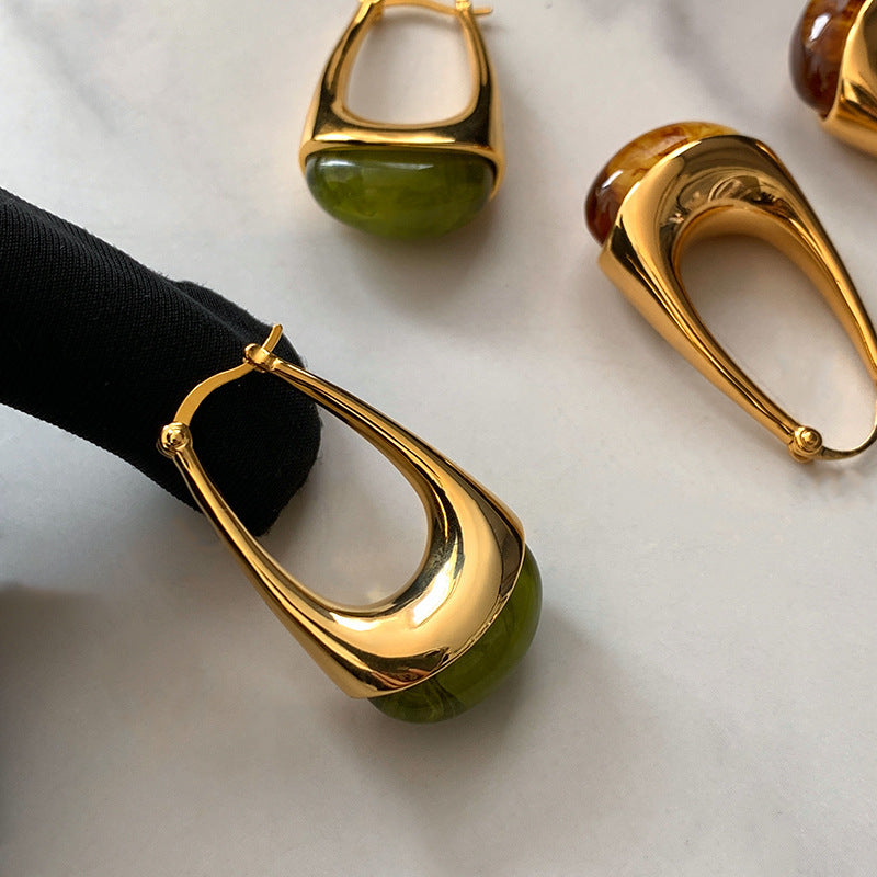 EHAO Electroplated French Retro High-end Geometric Earrings Fashion Temperament Earrings