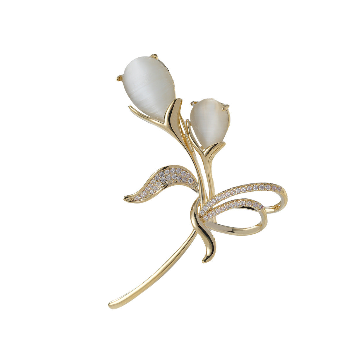 EHAO New Tulip Exquisite Brooch Fashionable Corsage Women Coat Suit Accessories Copper Plated Gold
