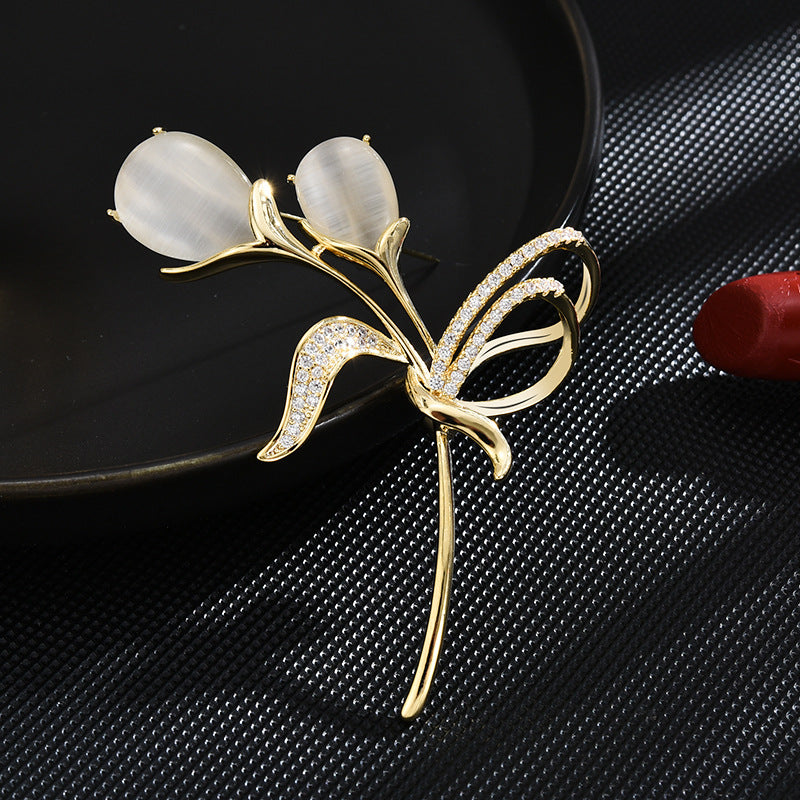 EHAO New Tulip Exquisite Brooch Fashionable Corsage Women Coat Suit Accessories Copper Plated Gold