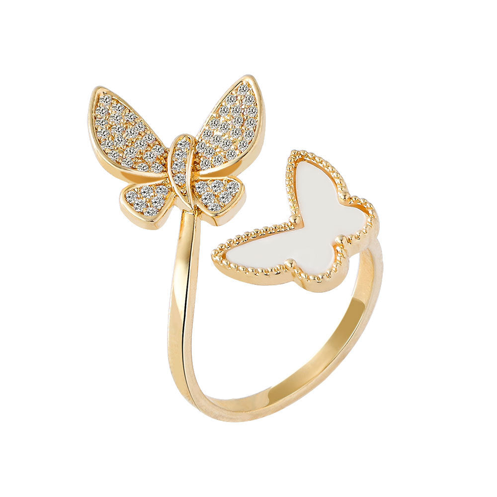EHAO Luxury Butterfly Ring Female Fashion Personality Ins Index Finger Opening Ring