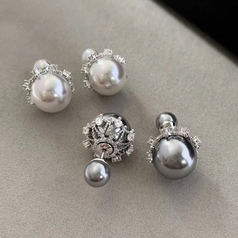 EHAO Romantic French White Pearl Earrings S925 Pure Silver Needle High-end Earrings