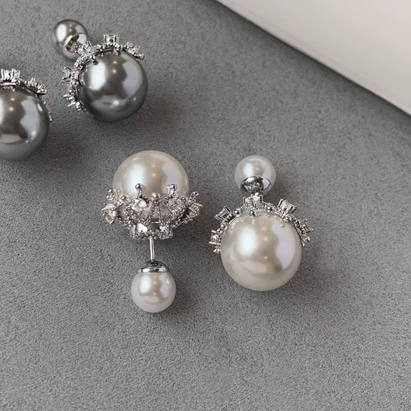 EHAO Romantic French White Pearl Earrings S925 Pure Silver Needle High-end Earrings