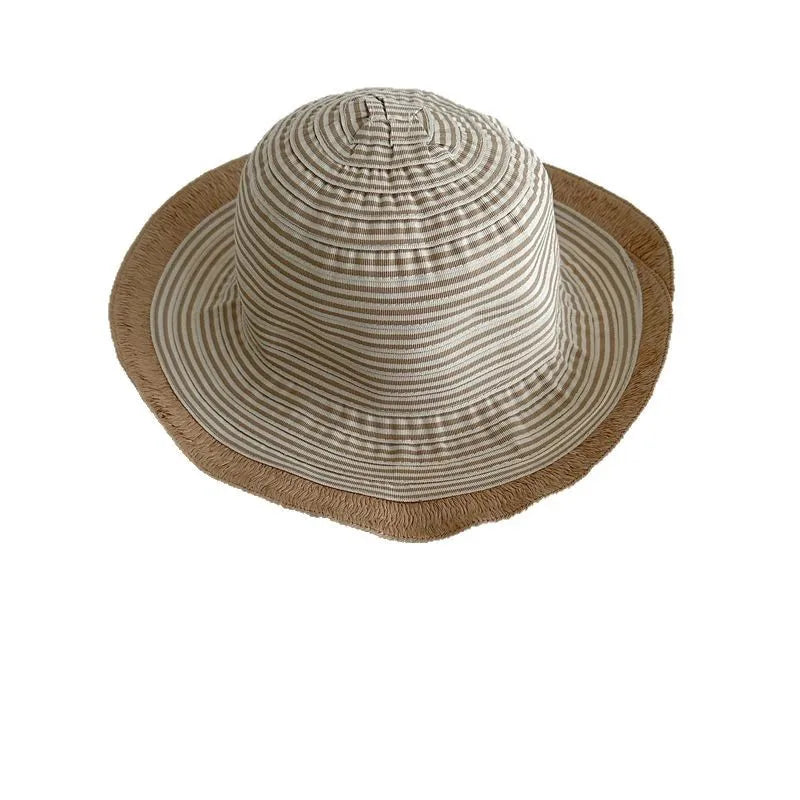 50-52cm Baby SunHat Summer Girls Bucket Hat Kids Cotton Travel Hats Child Big Brim Outdoor Beach Caps Casual Cap