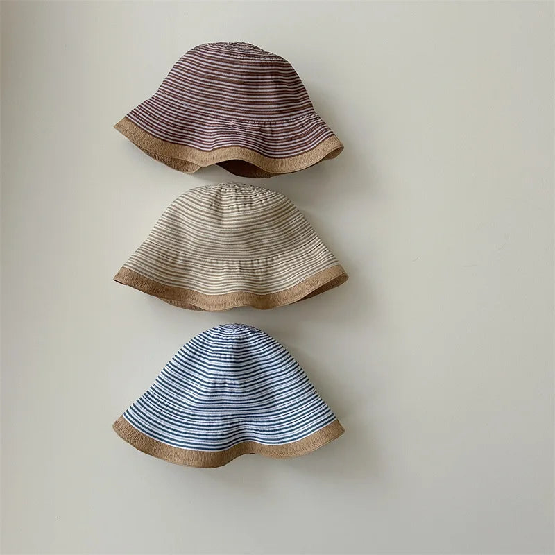 50-52cm Baby SunHat Summer Girls Bucket Hat Kids Cotton Travel Hats Child Big Brim Outdoor Beach Caps Casual Cap
