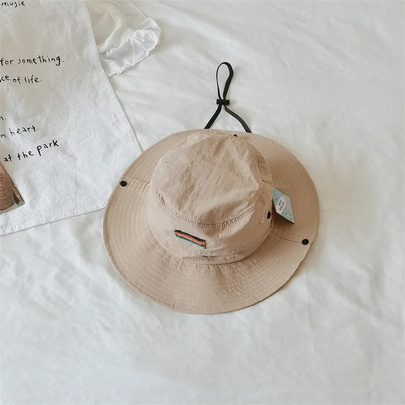 52-54cm Children Climbing Hat Summer Outdoor Camping Sun Protection Bucket Hat Boys Girls Matching Sun Hat