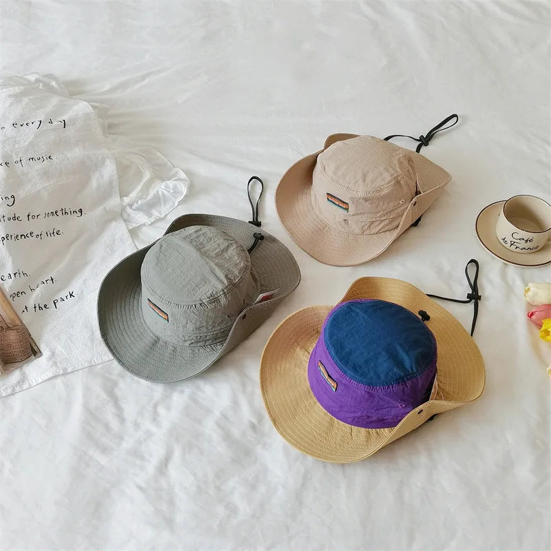 52-54cm Children Climbing Hat Summer Outdoor Camping Sun Protection Bucket Hat Boys Girls Matching Sun Hat