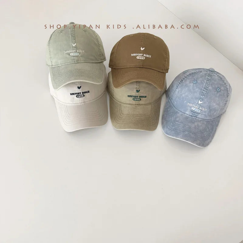 6-18Y Baby Embroidery Baseball Hats Outdoor Boy Girl Sunscreen Hat Retro Kids Peaked Cap Cotton Children Casual Caps