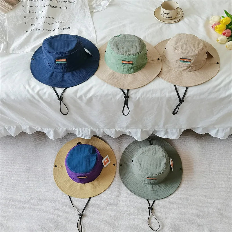 52-54cm Children Climbing Hat Summer Outdoor Camping Sun Protection Bucket Hat Boys Girls Matching Sun Hat