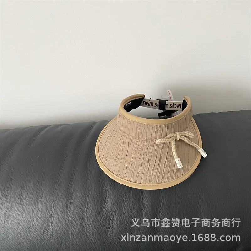50-52cm Ins Korean Baby Sun Hats Children Hat Summer Thin Large Brim Empty Top Hat for Boys Girls UV Protection Sun Hat