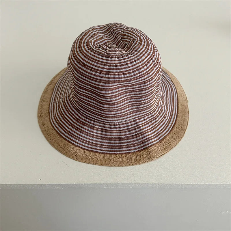 50-52cm Baby SunHat Summer Girls Bucket Hat Kids Cotton Travel Hats Child Big Brim Outdoor Beach Caps Casual Cap