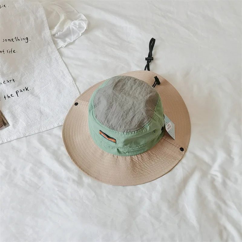 52-54cm Children Climbing Hat Summer Outdoor Camping Sun Protection Bucket Hat Boys Girls Matching Sun Hat