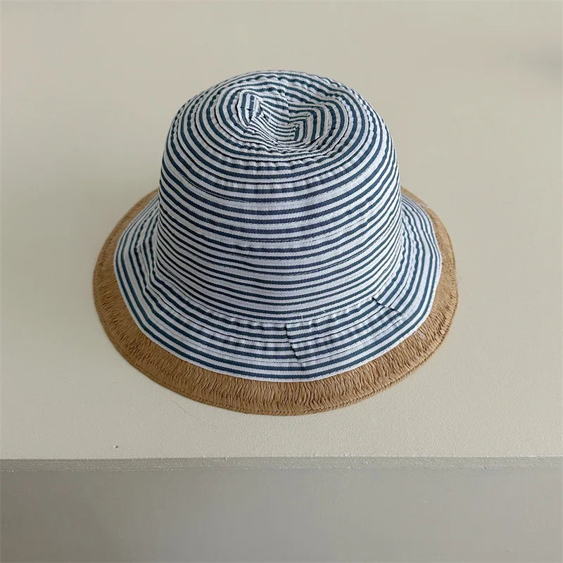 50-52cm Baby SunHat Summer Girls Bucket Hat Kids Cotton Travel Hats Child Big Brim Outdoor Beach Caps Casual Cap