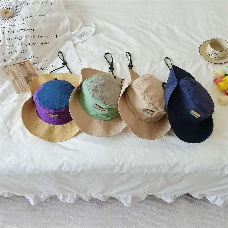 52-54cm Children Climbing Hat Summer Outdoor Camping Sun Protection Bucket Hat Boys Girls Matching Sun Hat
