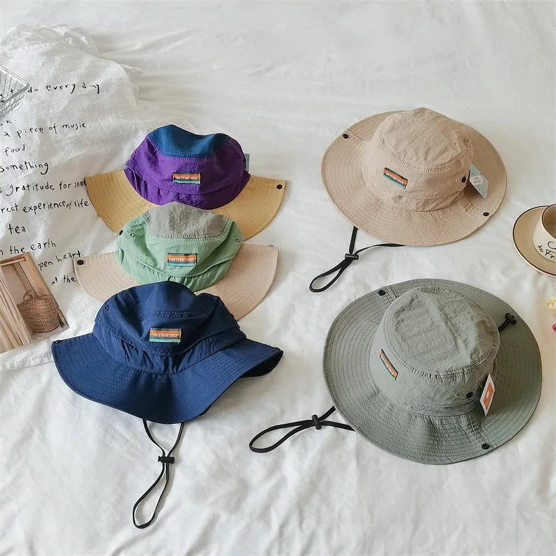 52-54cm Children Climbing Hat Summer Outdoor Camping Sun Protection Bucket Hat Boys Girls Matching Sun Hat