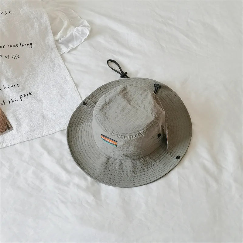 52-54cm Children Climbing Hat Summer Outdoor Camping Sun Protection Bucket Hat Boys Girls Matching Sun Hat