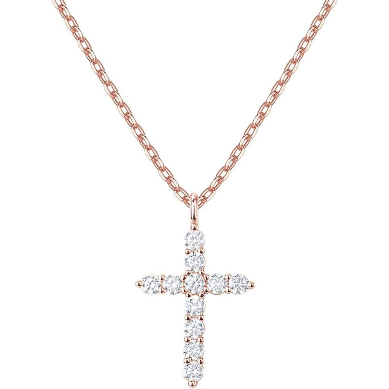 EHAO New Necklace Full Diamond Women's Clavicle Chain Gold 14k Gold Pendant