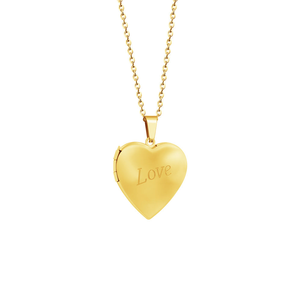 18K Copper Photo Frame Necklace Women Simple Love Photo Box Pendant Jewelry