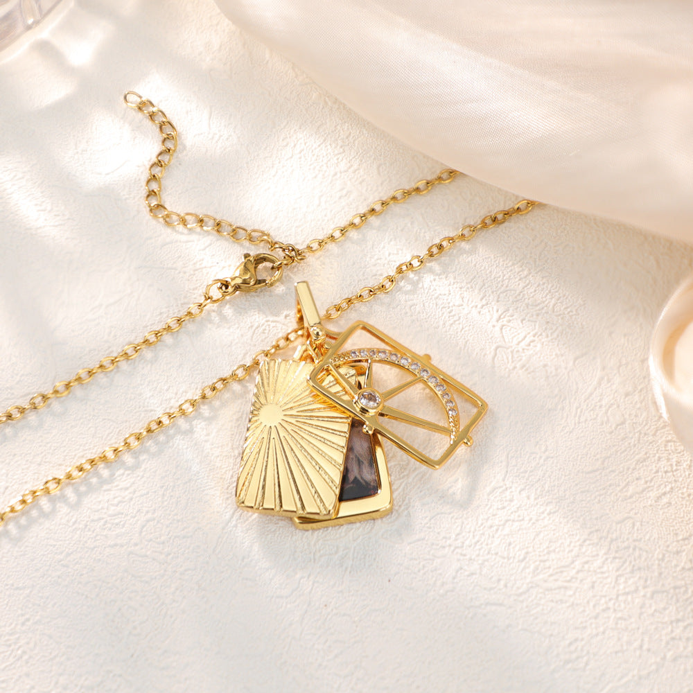 Personalized Retro Copper Customizable Photos Three-layer Combination Pendants Necklaces Jewelry