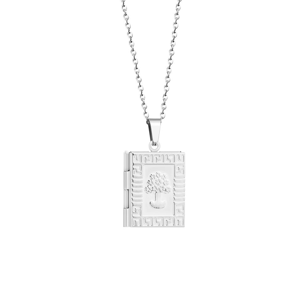 18K Copper Photo Frame Necklace Women Simple Love Photo Box Pendant Jewelry