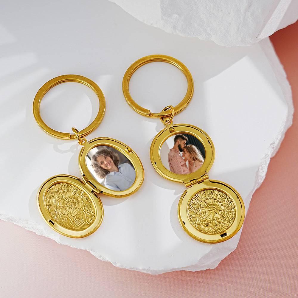 18K Copper Photo Frame Necklace Women Simple Love Photo Box Pendant Jewelry