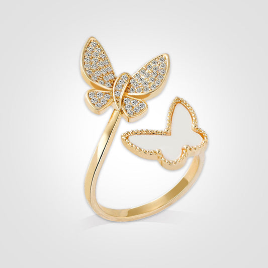 EHAO Luxury Butterfly Ring Female Fashion Personality Ins Index Finger Opening Ring