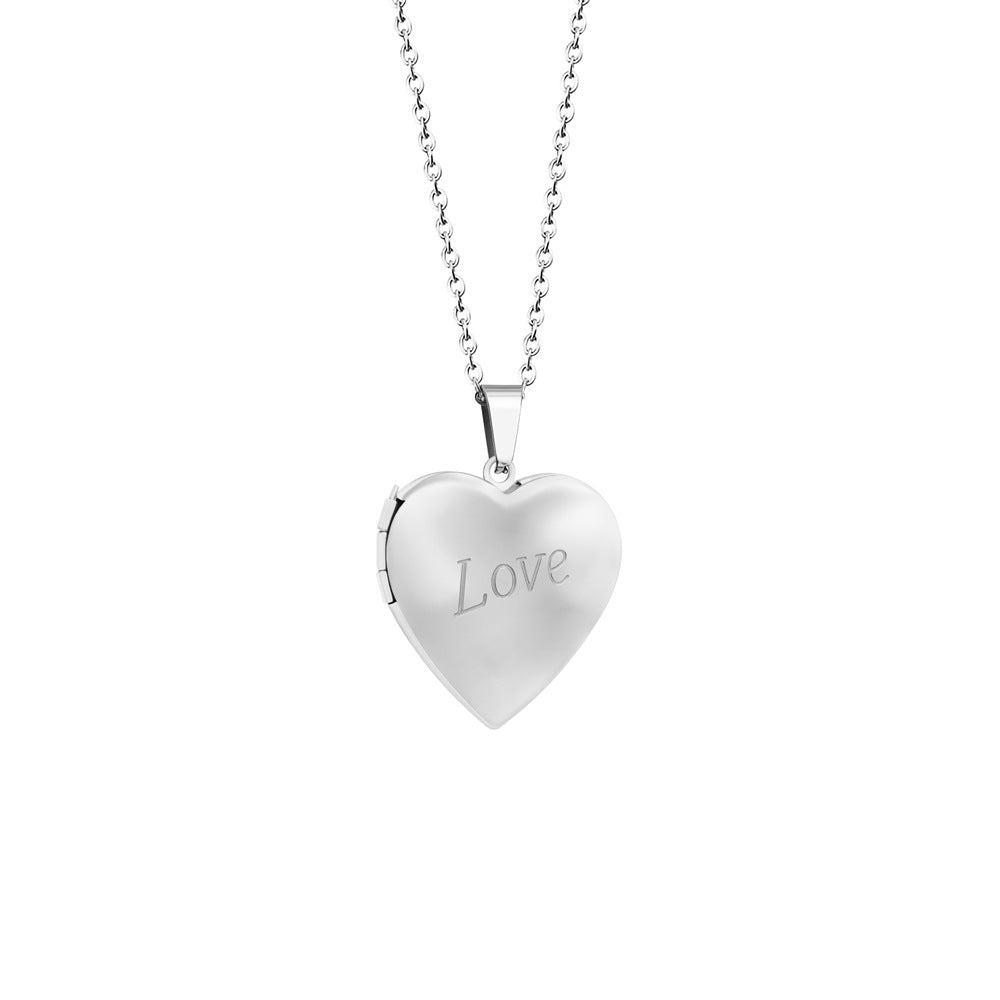 18K Copper Photo Frame Necklace Women Simple Love Photo Box Pendant Jewelry
