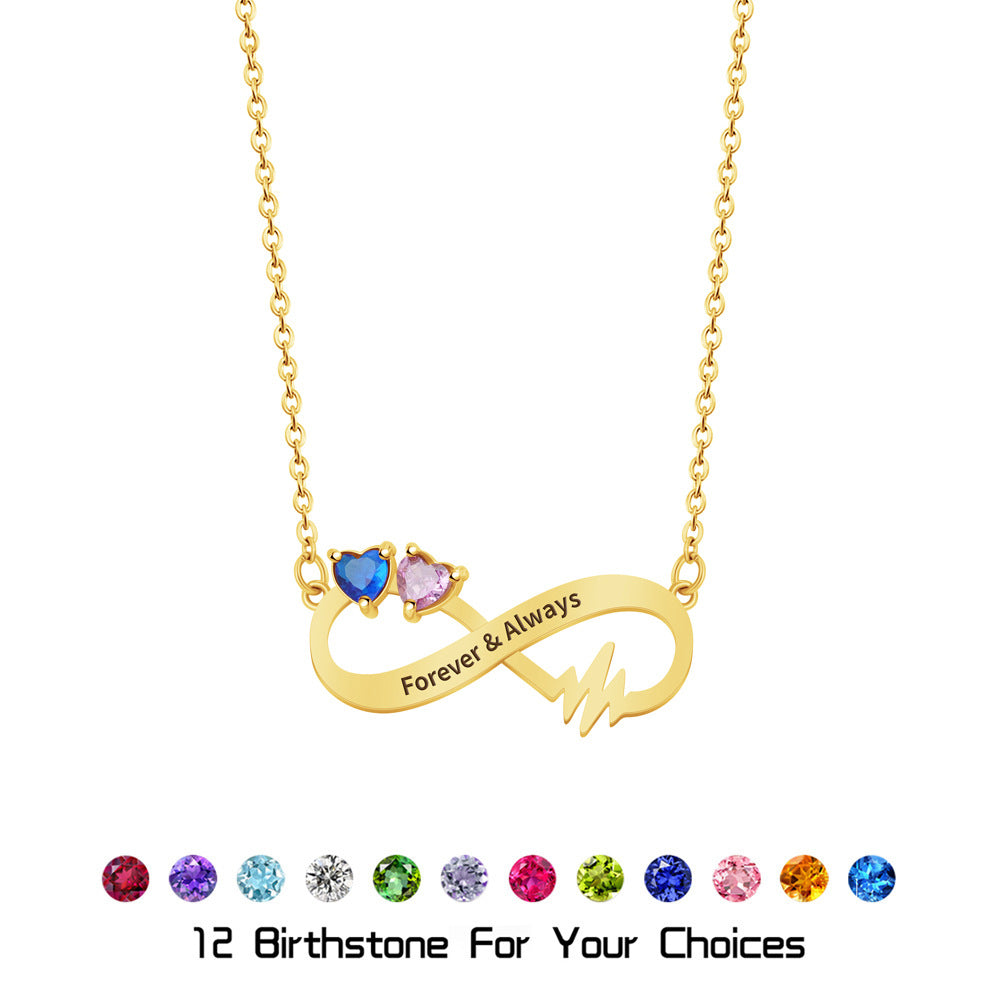 DIY Inlaid December Damond Engraved Name Necklace Personalized 8-character Infinity Symbol Necklace Jewelry